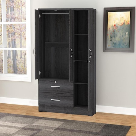Better Home 72 x 36 x 20 in. Symphony Wardrobe Armoire Closet with Two Drawers, Gray NW337-Gray