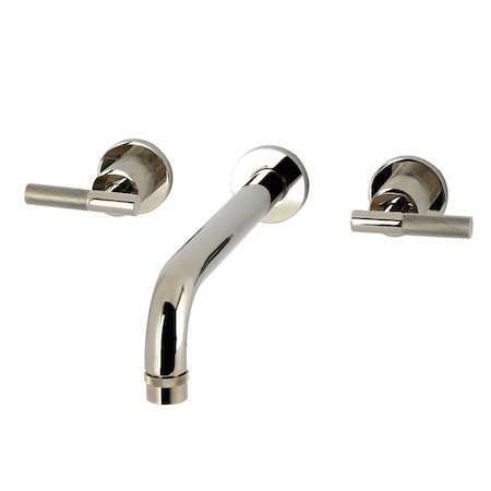 Kingston Brass Two-Handle Wall Mount Tub Faucet with Knurled Handle, Polished Nickel KS8026KNL