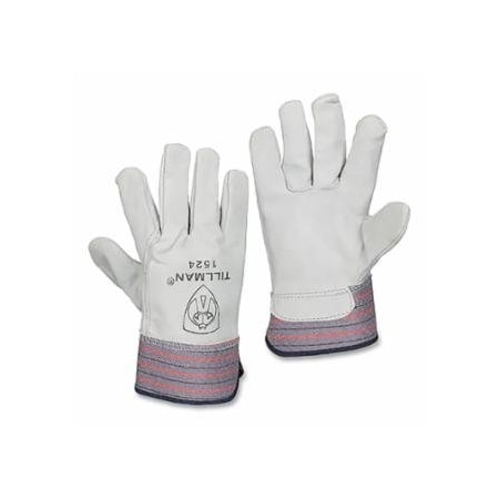 Tillman Work Gloves, 1524X, Economy Shoulder Split Cowhide/Canvas, Blue/Red/Gray; Large, 12 PR/BX, 12PK 724-1524X