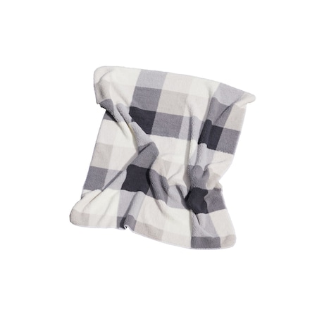 Homeroots 50" X 60" Gray And Ivory Faux Sherpa Plaid Throw Blanket 483449