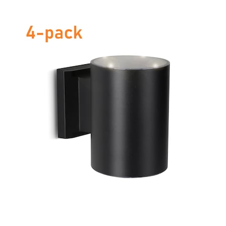 Techko Outdoor Solar Wall Light Cylinder Aluminum Metal Black Sconce , 4PK STL-311-1 (4-pack)