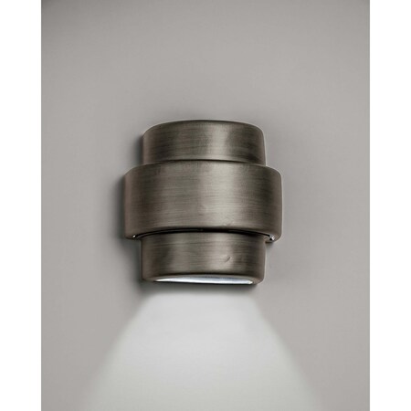 Luxury Lighting Fasciato 10 in Tall Ceramic Outdoor Wall Light, Rubbed Pewter Paint Finish 128-00-APew-ud-7