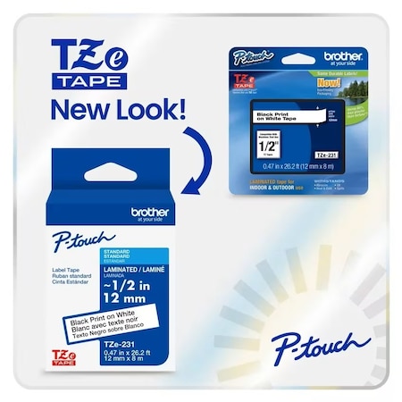 Brother Label/RibbonCartridge, White, 15/16inW TZE2512PKG