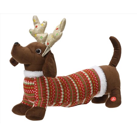 Decoris Brown Christmas dog Animated Decor 10 in. 548769
