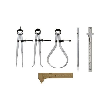 Hhip 6 Piece Spring Calipers, Divider & Rule Measuring Kit 4906-0106