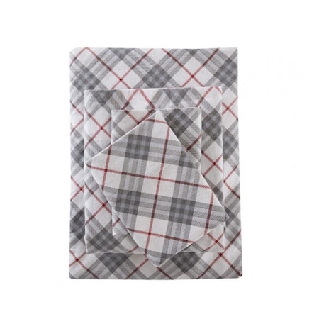 True North By Sleep Philosophy Cozy Flannel Sheet Set, Red Plaid - Full TN20-0077