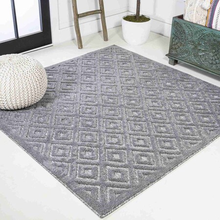 Jonathan Y Portmany Neutral Diamond Trellis Dark Gray 5 ft Square Indoor/Outdoor Area Rug IBZ104A-5SQ