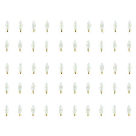 Bulbrite 40W Dimmable Clear B8 Candelabra E12 Incandescent Bulb, 50PK 861201