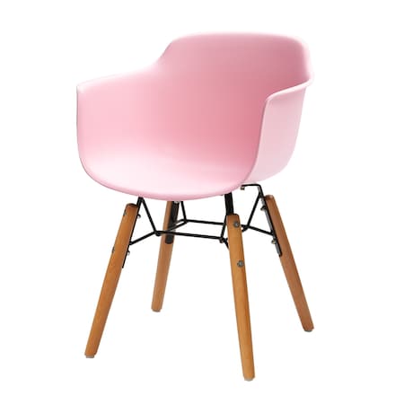 Homeroots Set Of Four Pink And Brown Heavy Duty Plastic And Wood Juvenile Side Chairs, 4PK 554663
