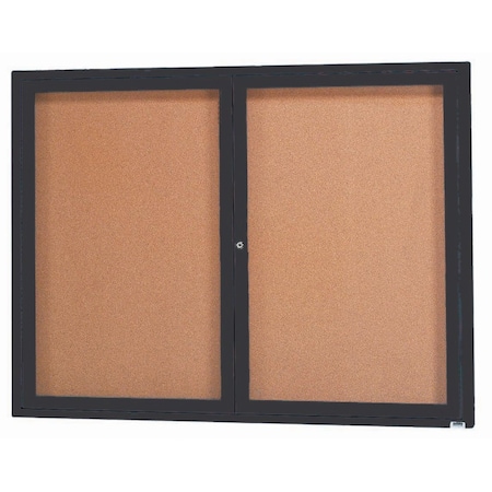 Aarco Enclosed Natural Pebble Grain Cork Bulletin Board w/ Black Powder Coated Al Frame, 36''Hx48''W DCC3648RBK