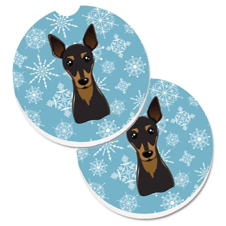 Carolines Treasures Snowflake Min Pin Set of 2 Cup Holder Car Coaster BB1674CARC