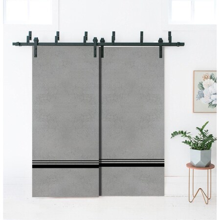Sartodoors Barn Bypass Doors with 6.6ft Hardware, Planum 0012 Concrete and Aluminum Strips, Sturdy Heavy Duty PLANUM0012BBB-BTN-8484