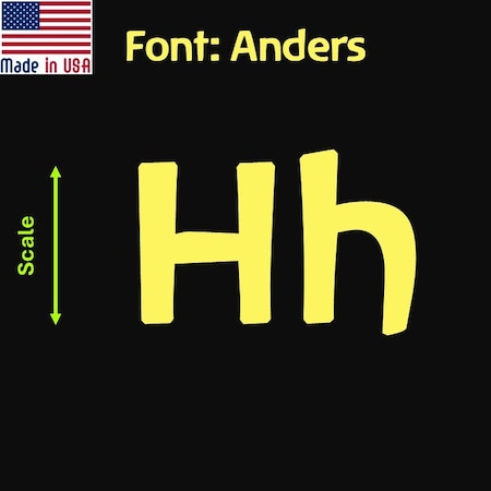Aacc Self-Adhesive Vinyl Letter: h, Scale: 3 cm. Color: Yellow Font: Anders by AACC-Anders-lh-Yellow-M3x1