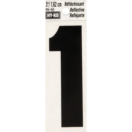 Hy-Ko Vinyl 3'' Reflective Adhesive Number One RV-50-1