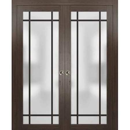 Sartodoors Sliding French Double Pocket Doors with Frosted Glass Planum 2112 64x80 (2* 32x80) Solid Core PLANUM2112DP-CA-64 x 80 (2* 32x80)
