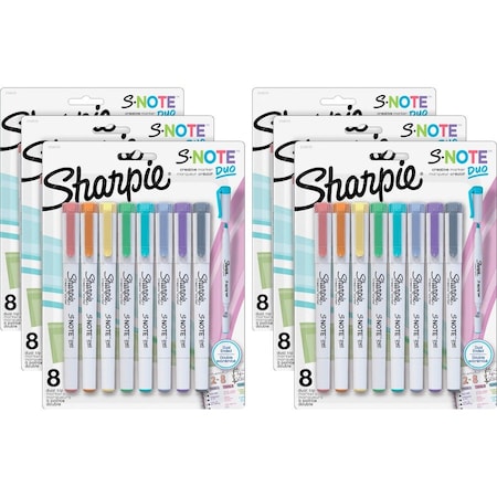 Sharpie S-Note Duo Dual-Tip Markers, Chisel, Bullet Marker Point, Assorted Ink, 6PK 2154173