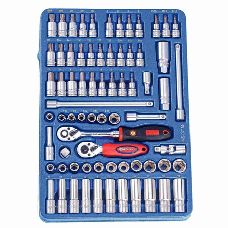 Genius Tools 71 Pc. 3/8in Dr. Metric Hand Socket & Bit Socket Set MS-071M