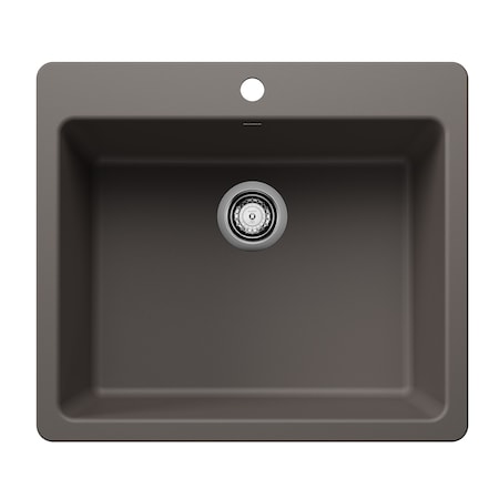 Blanco Liven SILGRANIT 25in Single Bowl Dual Mount Kitchen Sink - Volcano Gray 443224