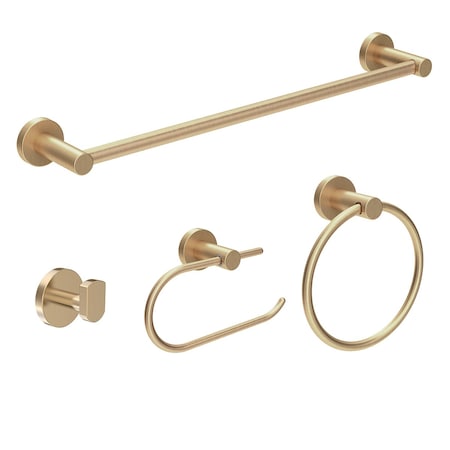 Symmons Dia 4 Piece Bath Hardware Set with Toilet Paper Holder, Robe Hook, Towel Ring, 18 in. Towel Bar 35AC4BUNDLEBBZ