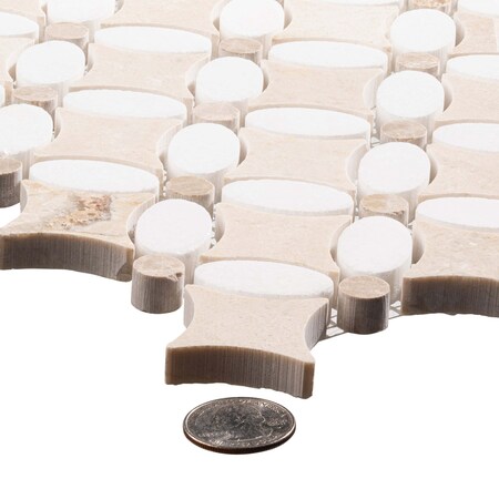 Andova Tiles Martha Galley Beige Floral Marble Look Polished Natural Stone Wall & Floor Mosaic Tile ANDMART467