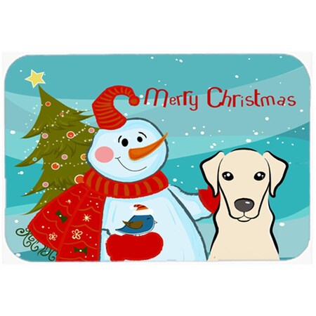Carolines Treasures Snowman With Yellow Labrador Glass Cutting Board- Large BB1842LCB