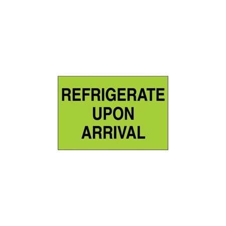 Bubblefast 2 x 3'' - ''Refrigerate Upon Arrival'' Fluorescent Green Labels BFDL1327