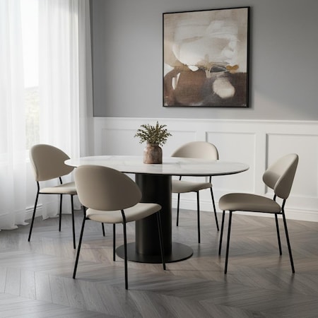 Manhattan Comfort Haven Metal Vegan Leather Side Chair in Stone Gray - Set of 4 DC1536-1