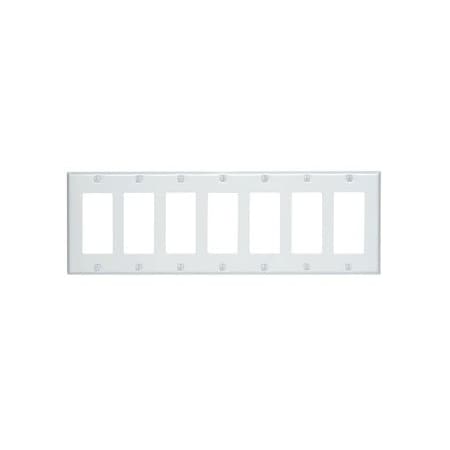 Leviton Decora Wallplate, Standard Size, Gang 7, White 80407-W