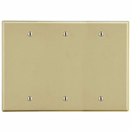 Hubbell Wiring Device-Kellems Blank Box Mount Wall Plate, Number of Gangs: 3 Plastic, Satin Finish, Ivory P33I
