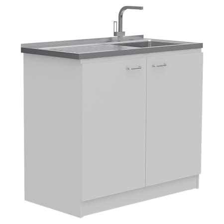 Homeroots White 39in Kitchen Island Set 519055