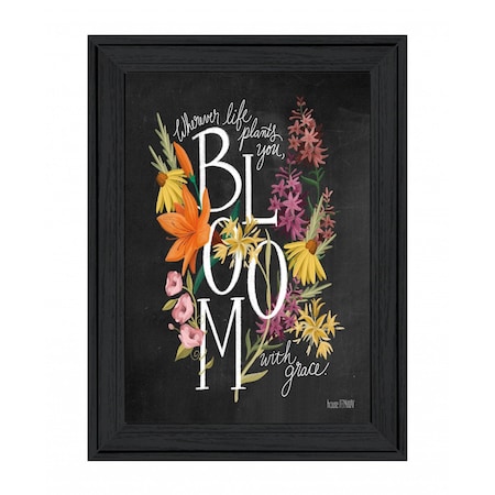 Homeroots Bloom with Grace 3 Black Framed Print Wall Art 407647