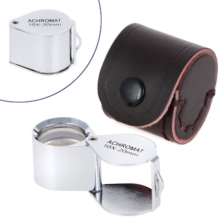 Amscope Handheld Four Elements 10X, 21mm Quadruplet Magnifier Loupe with Leatherette Case HHM-D10