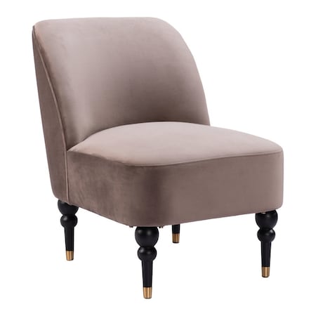 Homeroots 22" Taupe And Black And Gold Velvet And Upholstered Side Chair 556460