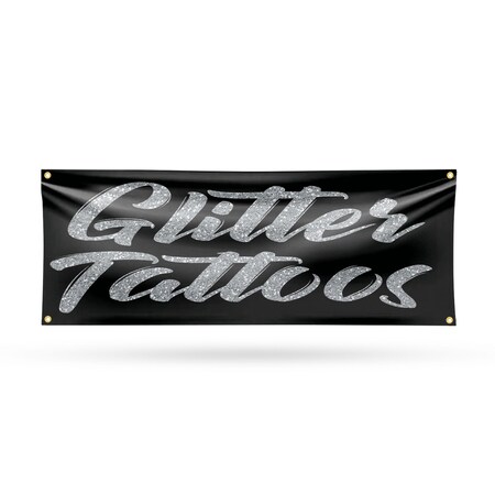 Signmission Glitter Tattoos, 18 Inch x 48 Inch, Vinyl Banner B-30670