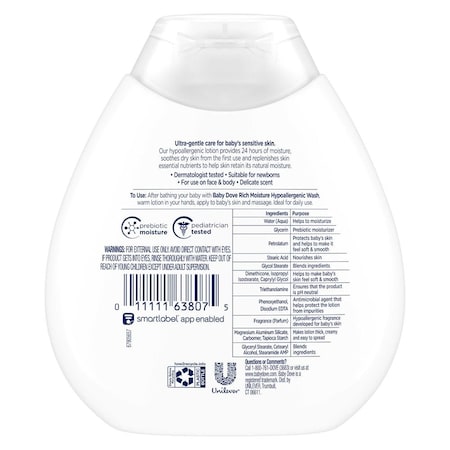 Baby Dove Sensitive Skin Care Hypoallergenic Rich Moisture Body Lotion, 6.5 Ounce, 6PK 67892196