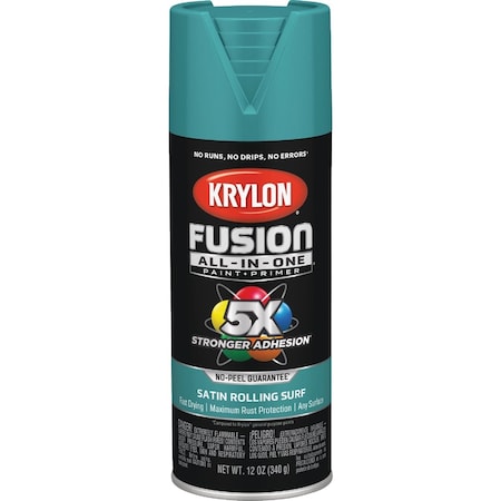 Krylon Fusion All-In-One 12 Oz. Satin Spray Paint Rolling Surf K02747007