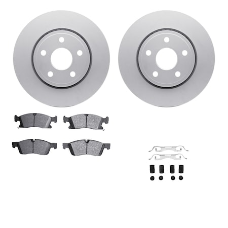 Dynamic Friction Co DFC GEOSPEC Coated Rotors with 5000 Brake Pads - Ceramic and Hardware 4512-42048