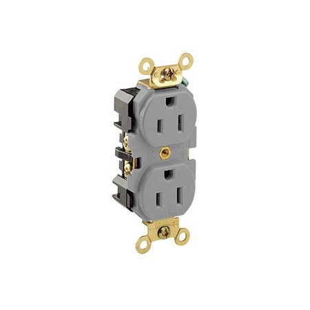 Leviton Industrial Series Extra Heavy Duty Grade Duplex Receptacle, 15 Amp, 125 Volt 5262-GY