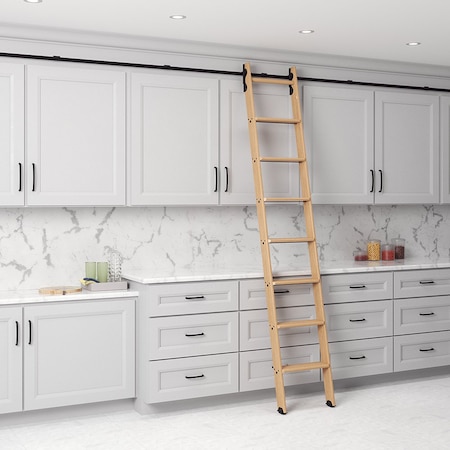 Quiet Glide 8.06 ft. Red Oak No Wheel Black Hook Removable Ladder, 12 ft. Rail QG.330-8RO-12-H.08
