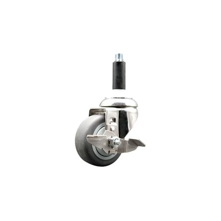 Service Caster 3.5 Inch 316SS Thermoplastic Rubber Swivel 7/8 Inch Stem Caster Brake SCC SCC-SS316EX20S3514-TPRB-TLB-78