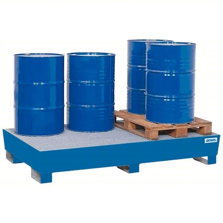 Denios Spill Pallet, 95 gal Spill Capacity, 6 Drums, 3,600 lb Load Capacity, Steel K19-3109