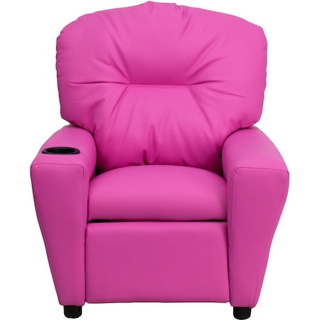 Flash Furniture Kids Recliner, 25" to 39" x 28", Upholstery Color: Pink, Frame Material: Hardwood, Plastic BT-7950-KID-HOT-PINK-GG