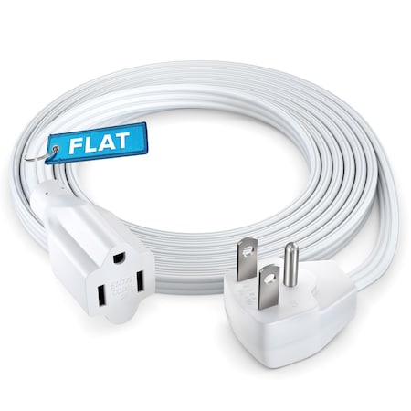 Maximm 8ft 14AWG Heavy Duty Flat Wire 3-Prong Extension Cord, UL, White ADW-90-31F08-14W0