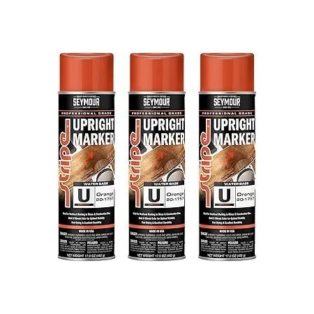 Seymour Midwest Stripe Upright Marking Paint, Fluorescent Orange net 17 oz., 3PK 201757-3