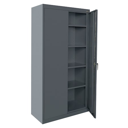 Sandusky Lee Shelving Storage Cabinet, 72 in H, 36 in W, 18 in D, Swing, Keyed, Dark Gray, 4 Shelves, 0 Drawers CA41361872-02