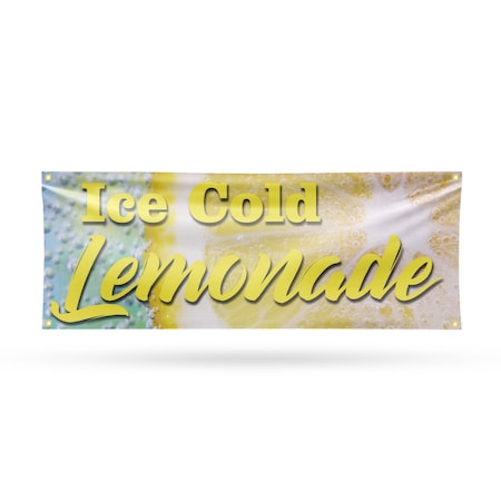 Signmission Iced Cold Lemonade, 18 Inch x 48 Inch, Vinyl Banner B-30705