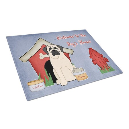 Carolines Treasures Dog House Collection Mastiff White Glass Cutting Board, Large BB2771LCB