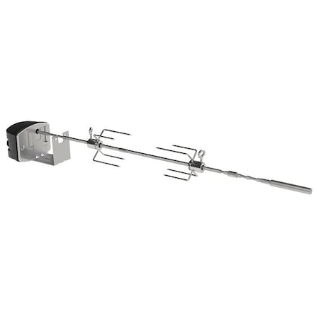 Weber Grill Rotisserie, 2 Fork, 304 in L Spit Rod, Stainless Steel Spit Rod 7659