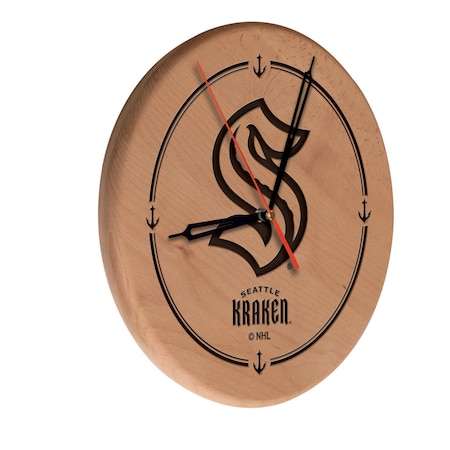 Holland Bar Stool Co Seattle Kraken Laser Engraved Wood Clock WClkLNatSeaKrk