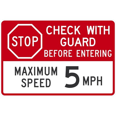 Lyle Stop Check With Guard Before Entering Maximum, 36x24, Non-Reflective, White G-15885-NA_36x24